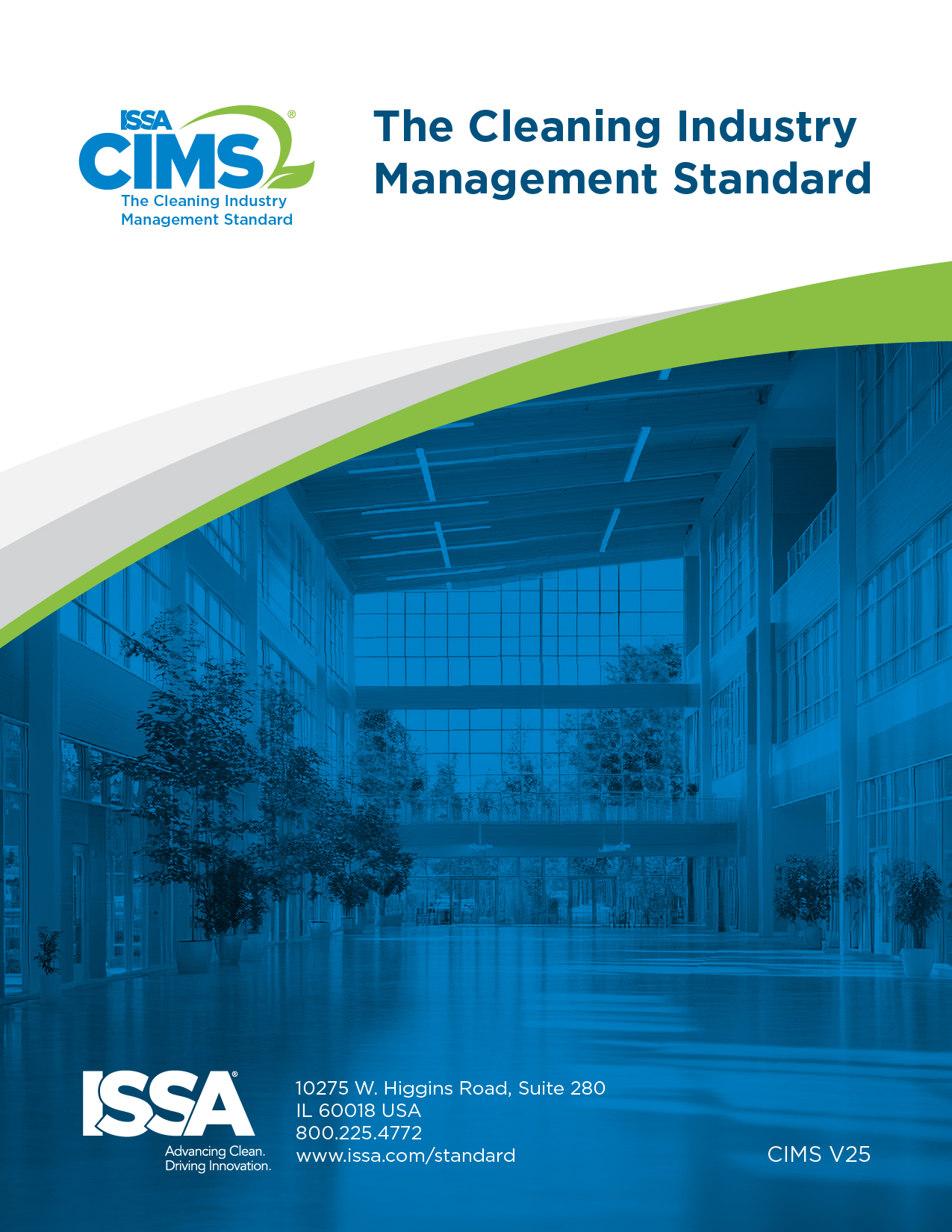 clean office building window with green trees outside